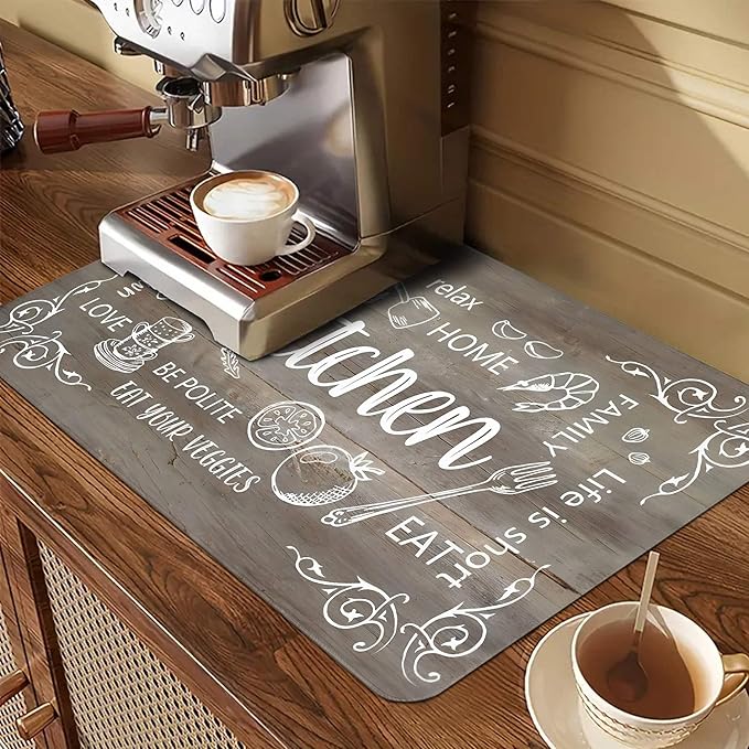 Decorative Stove Top Covers for Electric Stove 28"x20" – Heat Resistant Glass Cooktop Protector Dish Drying Mat – Non-Slip Rubber Backing Washer Top Cover Waterproof Extra Counter Space (Kitchen 4)