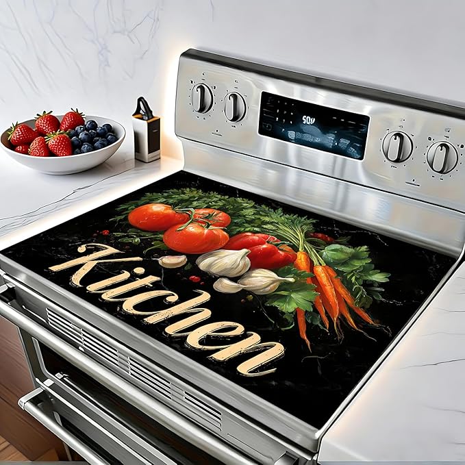 Stove Top Covers for Electric Stove, Heat-Resistant Glass Stove Top Cover Protector, Induction Cooktop Protector Mat for Kitchen 28.3 x 20.5 inches