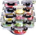 Nestl 24pc (12 Airtight, Freezer Safe Food Storage Containers and 12 Lids), Pantry Kitchen Storage Containers, Glass Meal Prep Container for Lunch, Glass Storage Containers with Lids Black