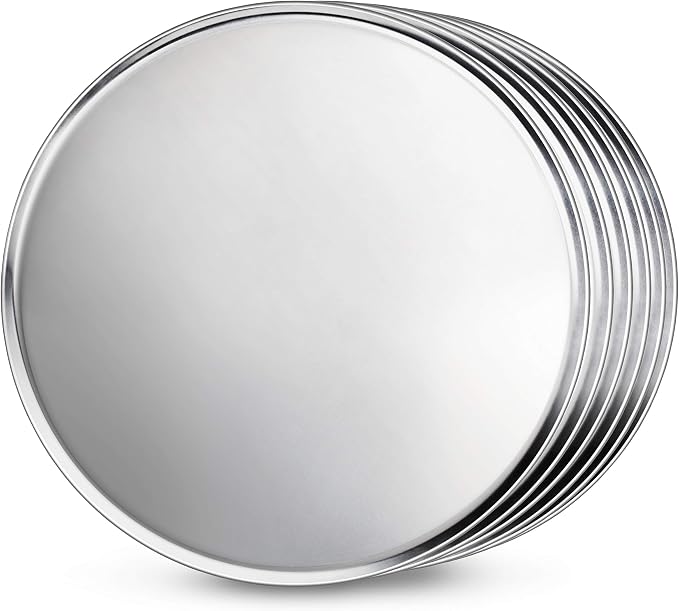 New Star Foodservice 51063 Restaurant-Grade Aluminum Pizza Pan, Baking Tray, Coupe Style, 20-Inch, Pack of 6