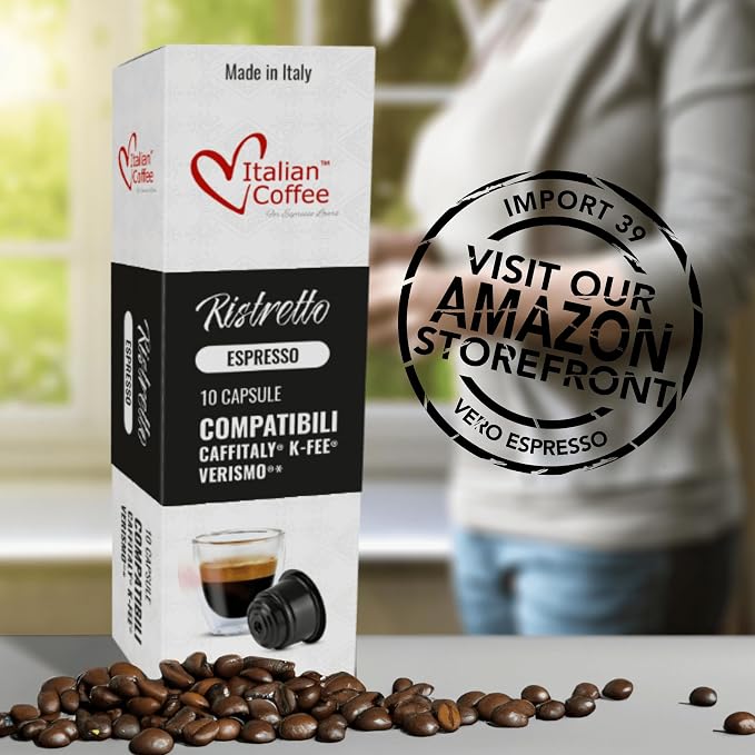 ITALIAN COFFEE FOR ESPRESSO LOVERS Italian Coffee capsules compatible with Verismo, CBTL, Caffitaly, K-fee systems (80 pods RISTRETTO blend)