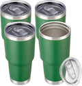 30 oz Tumbler with Lid Stainless Steel Tumblers Bulk Vacuum Insulated Cup Reusable Powder Coated Travel Mug Double Wall Leak Proof Cups Keep Cold Drinks for 12 Hours Dark Green, Set of 4