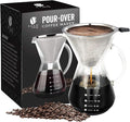 Bean Envy Pour Over Coffee Maker, High-Heat Borosilicate Glass with Reusable Stainless Steel Filter, Glass Coffee Maker (20 Oz)