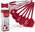 Kitchen Utensils Set,9 PCS Silicone Cooking Utensils Set Spatula Set,Cooking Utensils Tool,Tongs,Spoon,Whisk,Brush,Dishwasher Safe Kitchen Gadgets for Non-Stick Cookware,Home Essential(Red)