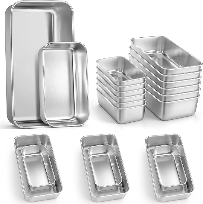 LIANYU 20 Pack Bread Loaf Pans Set with 9x5in and 6.3x3.5in Mini Loaf Baking Pan, Commercial Stainless Steel Bread Loaf Pans for Bulk Baking, Ideal for Home Bakery Restaurant, 10 Medium+10 Small