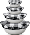 Reusable Elastic Bowl Covers - 100% Cotton Fabric Bowl Covers Set for Sourdough Bread and Mixing Bowls to Cover Dough, Fruits, Vegetables and Regulate Moisture (Black Plaid, 1XL, 1L, 1M, 1S)