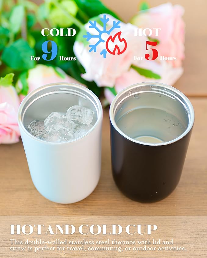 6 Pack 10 oz Sublimation Tumblers Blanks Bulk, Travel CoffeeTumblers with Straw and Lids, Reusable Cups with Lids for lced and Hot Drinks