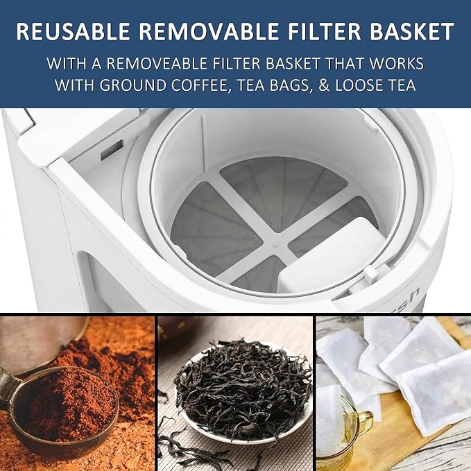 wirsh Iced Tea Maker with 3QT Pitcher, Iced Coffee Maker with Strength Control and Reusable Filter, Perfect For Iced Coffee, Latte, Tea, Lemonade, Flavored Water,White
