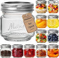 CycleMore 8oz 12 Pack Mason Jars with Silver Metal Lids, Embossed Design Canning Jars, Clear Glass Storage Jars for for Gifts, Jam, Pickling, Crafts, Wedding Favors & Home Decor