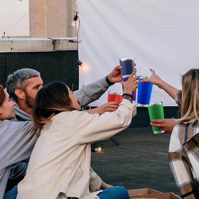 AIANJI 20oz Tumbler Bulk Stainless Steel Tumblers with Lid Vacuum Insulated Double Wall Travel Coffee Mug Powder Coated Tumbler Cup for Hot and Cold Drinks(Navy Blue, 6 pack)