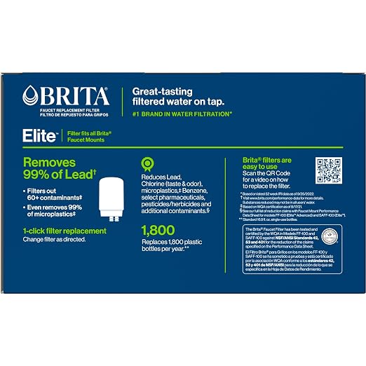 Brita Replacement Water Filter for Faucet Mount, Removes 99% of Lead, Sink Filtration System, Chrome, 3 Count