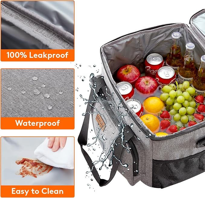 Lifewit Medium Lunch Bag Insulated Lunch Box Soft Cooler Cooling Tote for Adult Men Women, Gray 48-Can (33L)