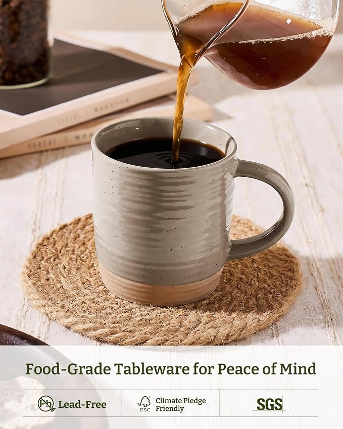 famiware Coffee Mugs Set of 4, 13 oz Mug Set, Ceramic Cup Set with Handle for Coffee, Tea, Cocoa, Milk, Constellation Series, Cinnamon Brown