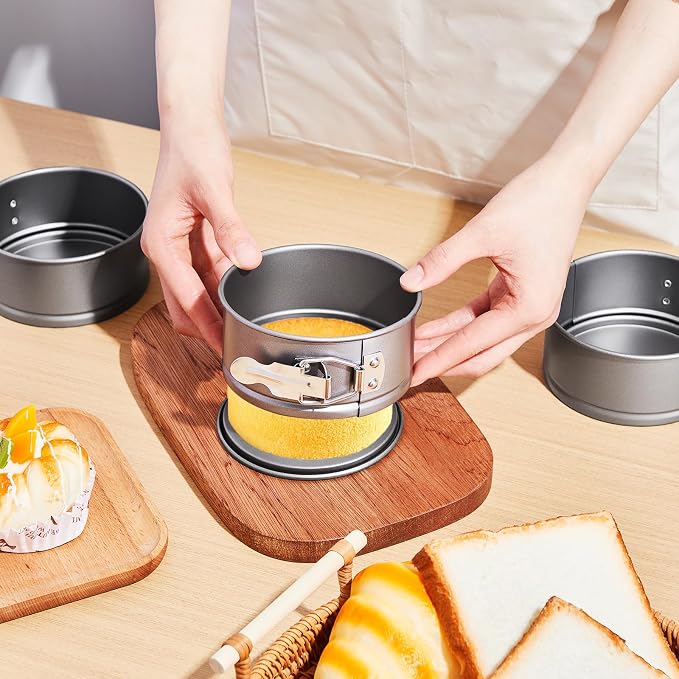 Sunnyray 12 Pcs 4 Inch Springform Pan for Baking Mini Cheesecake Pans with Removable Bottom Nonstick Leakproof Round Cake Mold Spring Form Molds for Mini Cheesecake Pizza and Quiches (Grey)