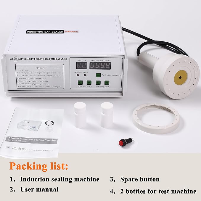 Bottle Cap Sealer, Induction Heat Sealer For Plastic, Glass Bottles 20-100mm 110v