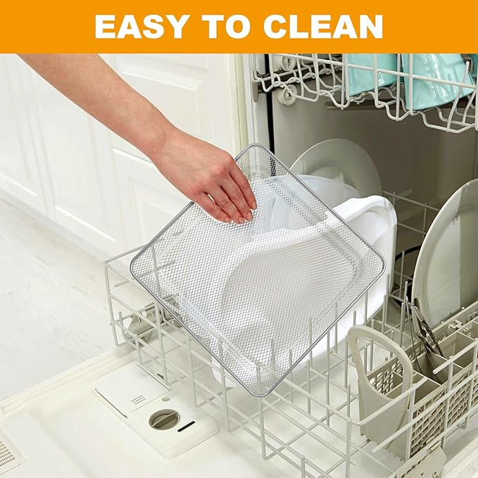 Air Fryer Basket and Baking Pan Replacement for Ninja Foodi SP101 Air Fry Oven, Stainless Steel Crisper Basket and Non-stick Baking Tray for Ninja Digital Air Fry Countertop Oven SP100 SP201