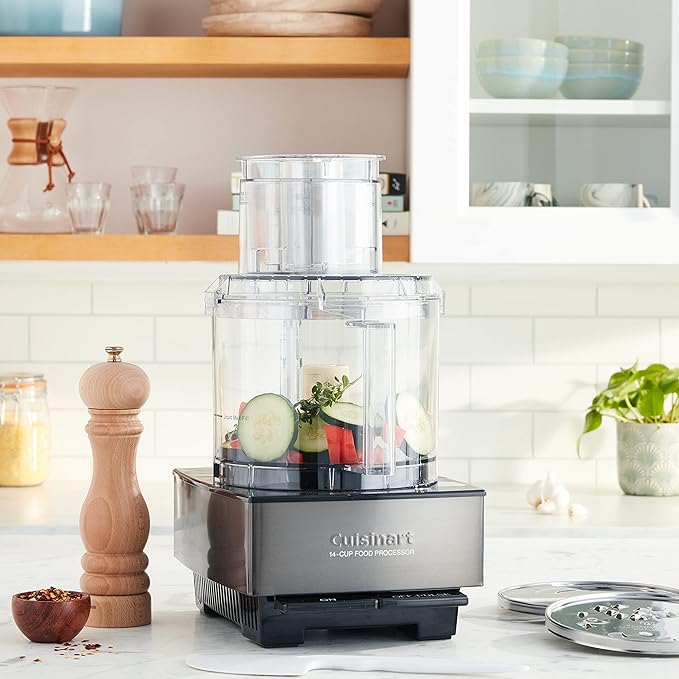 Cuisinart Food Processor 14-Cup Vegetable Chopper for Mincing, Dicing, Shredding, Puree & Kneading Dough, Black Stainless, DFP-14BKSY