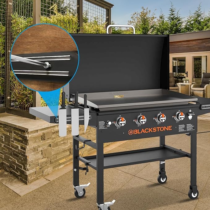 LS'BABQ Magnetic Tool Holder Strip for Blackstone Griddle, Utensil Holder Accessories for Kitchen, 2 Pack Outdoor BBQ Multipurpose Magnetic Knife Storage Rack, Magnet Grill Tool Holder (12.64" x 1.8")