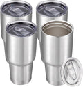 30 oz Tumbler with Lid Stainless Steel Tumblers Bulk Vacuum Insulated Cup Reusable Powder Coated Travel Mug Double Wall Leak Proof Cups Keep Cold Drinks for 12 Hours Stainless, Set of 4