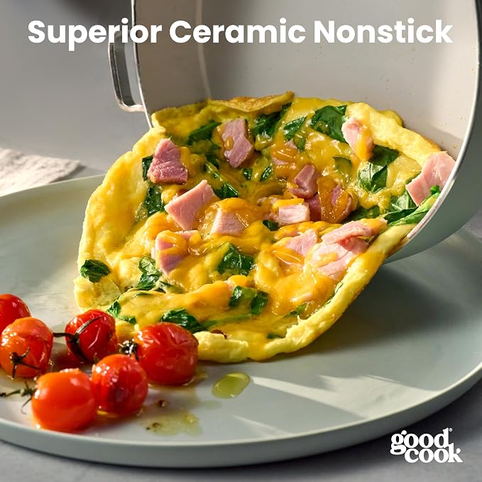 GoodCook Ceramic Deep Saute Pan Skillet with Removable Handle & Lid, Induction Compatible, Nonstick and Oven Safe, 4-Quart, Sage Green