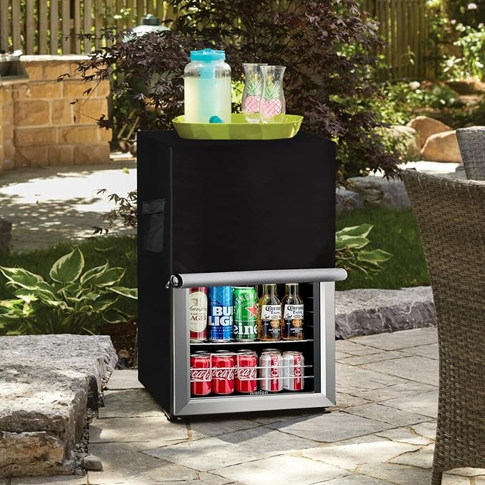 Upright Freezers Cover,Waterproof Outdoor Fridge Cover with Double Zipper for 3.0 Cubic Compact Mini Freezer (22" W x 23" D x 34" H,Black)
