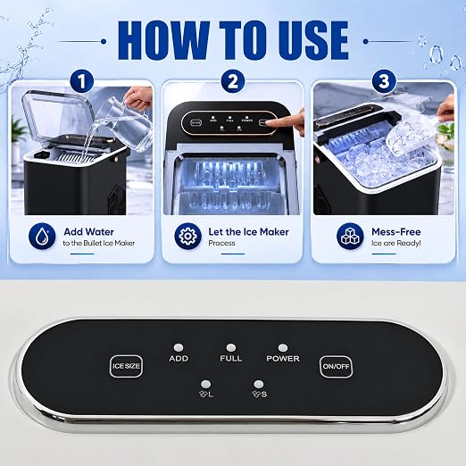 Countertop Ice Maker Machine, 26 lbs/Day Ice 1.4L Tank, 9 Ice Cubes in 6Min | Compact, quiet & energy-efficient with self-cleaning, viewing window, ice basket & scoop. Just fill, plug in & enjoy