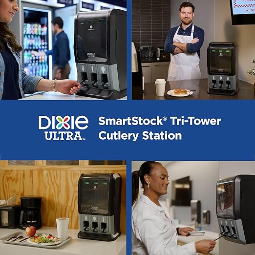 DIXIE ULTRA® SMARTSTOCK® MINI TRI-TOWER CUTLERY DISPENSER BY GP PRO (GEORGIA-PACIFIC), SERIES-T, BLACK, DUSSTDSP3MINI