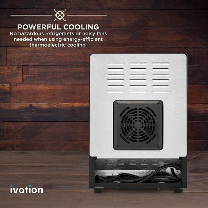Ivation Premium 6 Bottle Horizontal Thermoelectric Wine Cooler/Chiller Counter Top Red & White Wine Cellar w/Digital Temperature, Freestanding Refrigerator Quiet Operation Fridge