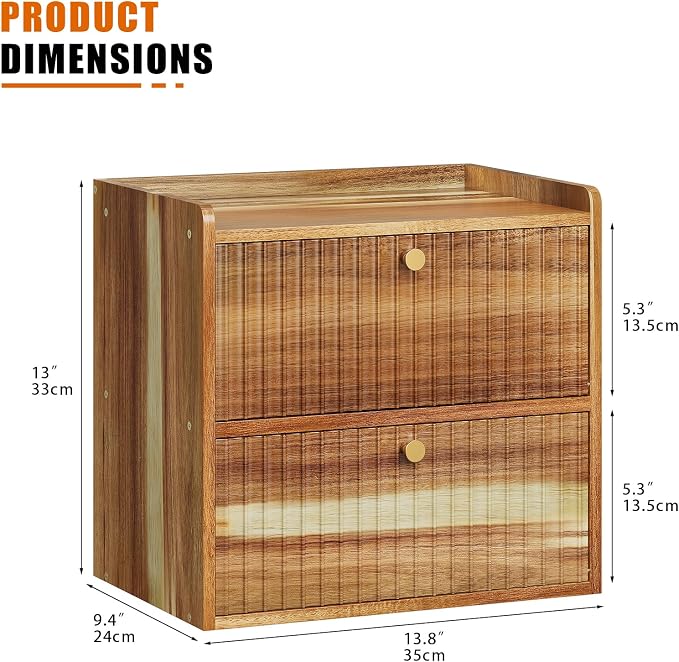 Trironsun Acacia Bread Box for Kitchen Countertop Wood Bread Storage Container Bin Double Layer BreadBox Farmhouse Large Capacity Food Organizer (Acacia Wood)