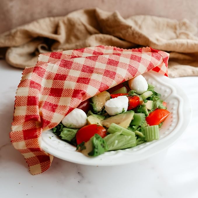 Beeswax Wraps – Reusable Food Wraps Keep Food Fresh Longer, Plastic Wrap Alternative, Eco-Friendly, BPA Free Storage