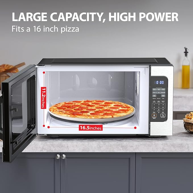 Toshiba ML-EM62P(SS) Large Countertop Microwave Oven with Smart Sensor, Auto Defrost, Mute Function, ECO Mode, with 16.5 inch Position Memory Turntable, 1200W, 2.2 Cu. Ft., Stainless Steel