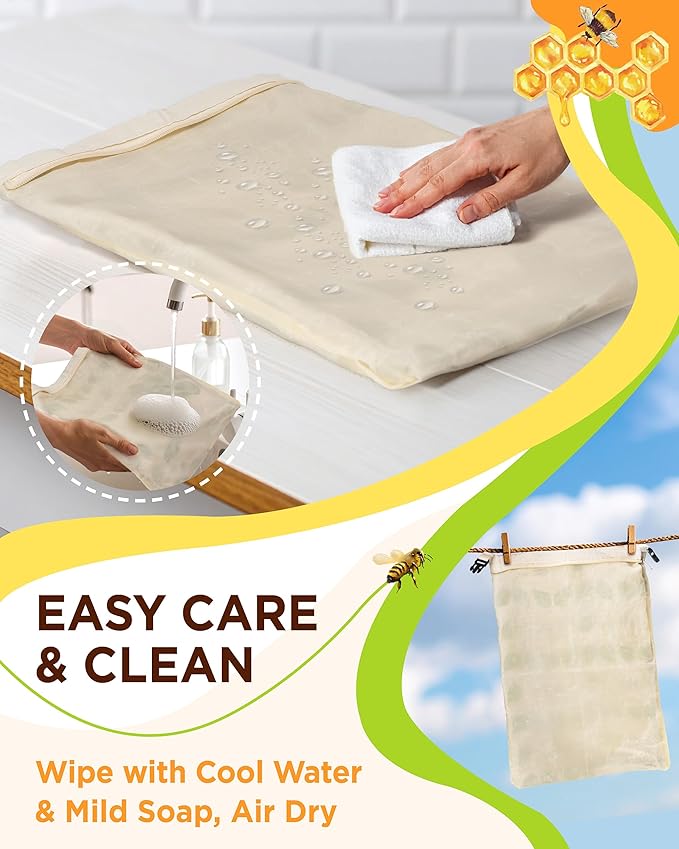 Beeswax Bread Bag for Homemade Sourdough, Sourdough Bread Bags with Zipper, 2 Pack Cotton Large Airtight Food Storage Bags to Keep Fresh