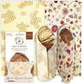 Bee's Wrap Beeswax Wraps for Food - Pack of 2 Bread Wraps - Meadow Magic & Honeycomb - Plastic Free Made in USA Reusable Bread Storage Bags - Organic & Sustainable Sourdough Bags