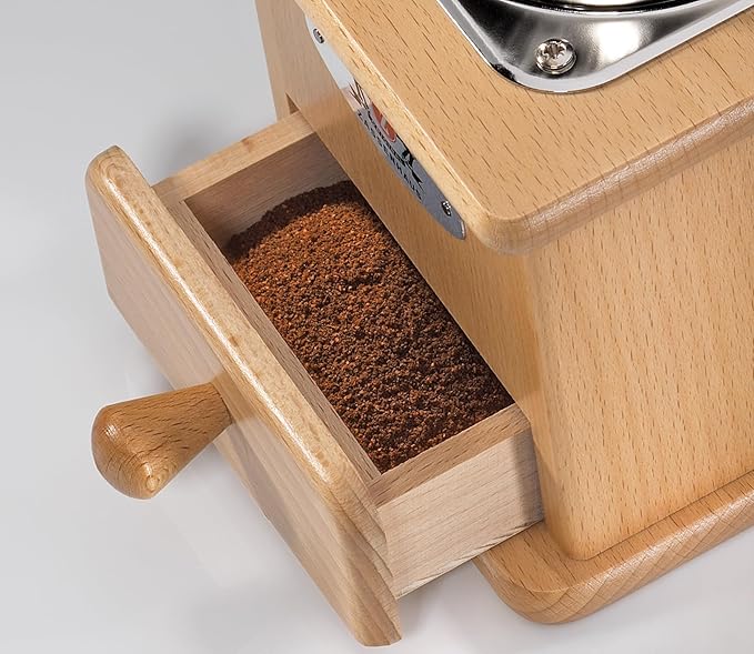 Zassenhaus Brasilia Coffee Mill, Beechwood Manual Coffee Bean Grinder, Traditional Hand Crank Coffee Mill,Natural/Chrome