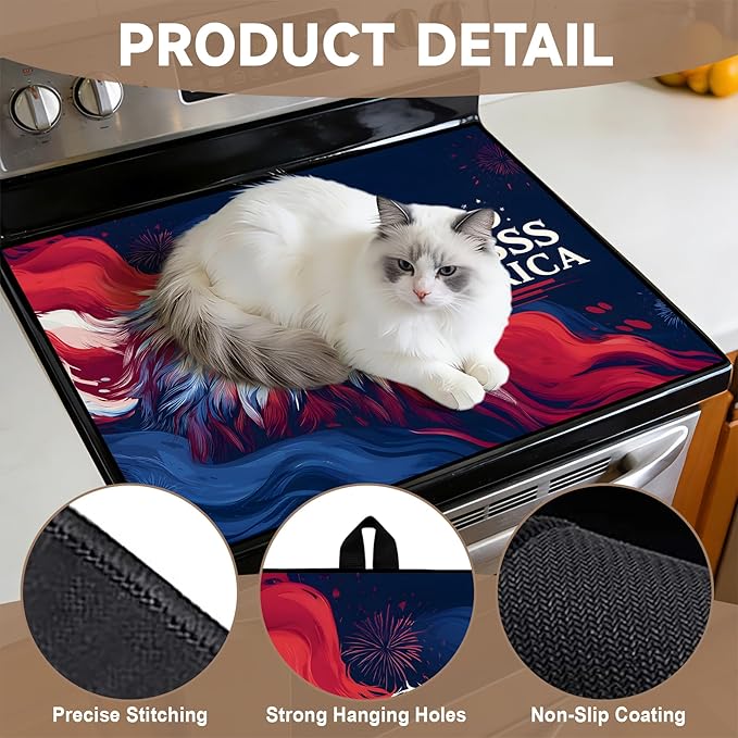 Stove Top Covers for Electric Stove: Independence Day Eagle Design Heat Resistant Protector Glass Stove Top Expands Counter Space, Stylish Kitchen Decor 28.5'' × 20.5‘’