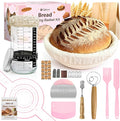 Beginner Sourdough Starter Kit, Sourdough Bread Baking Supplies, Bread Proofing Basket Set with Glass Sourdough Starter Jar, Sour Dough Bread Making Tools Kit Baking Gifts for Women Mom Wife
