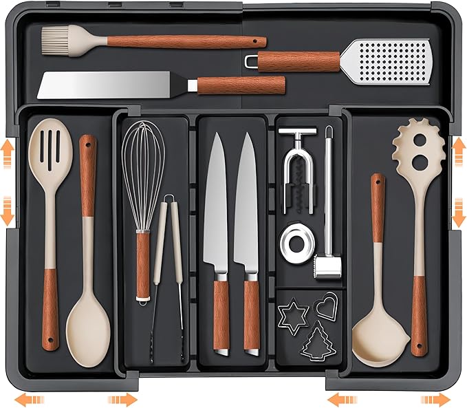Spaclear Expandable Silverware Organizer Large Adjustable Utensil Drawer Organizer