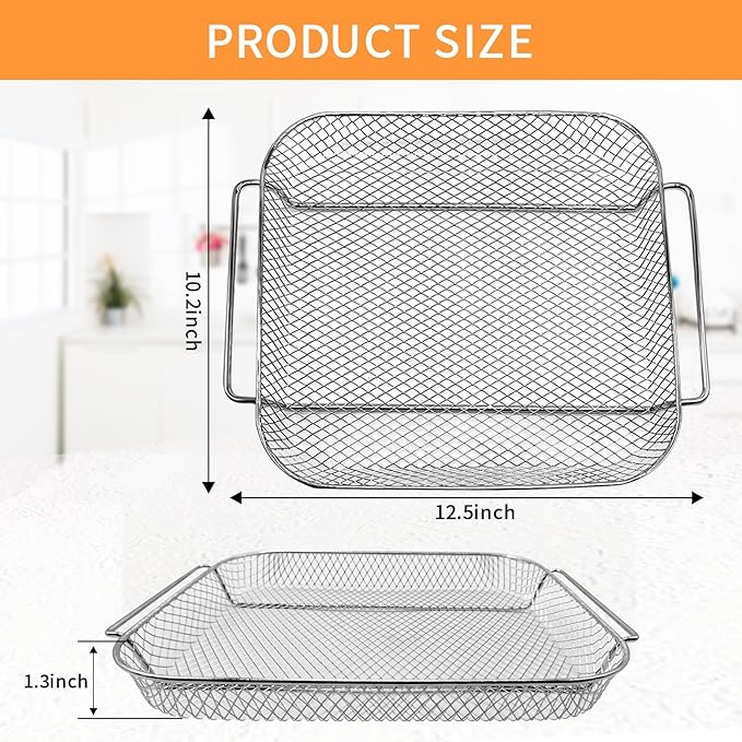 GCQ Air Fryer Basket for Emeril Lagasse Everyday 360 26 QT Extra Large Air Fryer, 12.5''×10.2''×1.3'' Steel Air Fryer Accessories Replacement Parts Wire Rack
