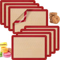 Nuanchu 8 Pieces Silicone Baking Mat Non-stick Silicone Baking Half Sheet 16.5'' x 11.6'' Silicones Cookie Sheet Easy Clean Oven Cookie Liner for Oven Making, Macaroon, Bread Pastry(Red)