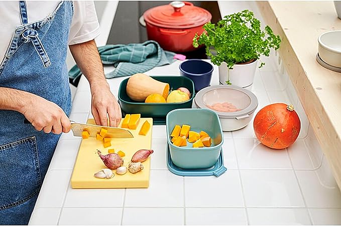 Mepal – Multi Bowl Cirqula 3-Piece Set – Food Storage Container with Lid - Suitable as Airtight Storage Box for Fridge & Freezer, Microwave Container & Servable Dish - 500, 1000, 2000ml - Nordic black