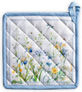 Maison d' Hermine Pot Holders 100% Cotton Heat Resistant Potholders 8" x 8" Hot Pads with Loop BBQ Cooking Baking Gifts for Mothers Day Handling Hot Pans Spring/Summer (Pack of 1, Fleurs De Mai)