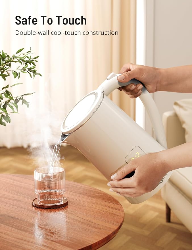 Electric Kettle Temperature Control, 1.7L Large Electric Tea Kettle, 4H Keep Warm Hot Water Boiler with 6 Presets, LED Screen Electric Kettles for Boiling Water, Boil-Dry Protection, BPA Free