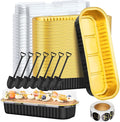 100Pack Aluminum Foil Mini Loaf Pans With Lids, 6.8 Oz Rectangle Baking Cups Muffin Tins,Disposable Pans Holders For Brownie Cake Bread -Black In Gold