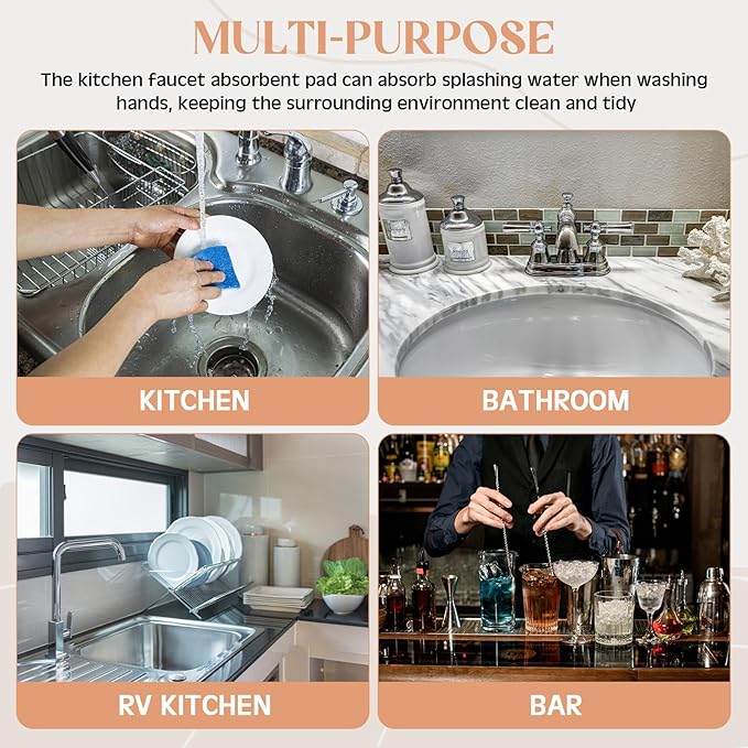 Teenyyou an Oval Hole Gray Faucet Mat for Kitchen Sink Bathroom 17.32" x 4.6" Kitchen Faucet Absorbent Mat Diatomite Splash Guard Quick Drying Stone Drip Catcher Hole 6.22 " x 2.28"