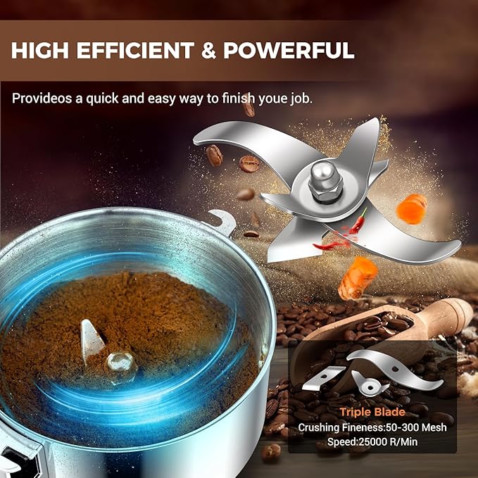 LEEVOT Grain Mill 500g Commercial Spice Grinders Electric 1500W Stainless Steel Pulverizer Dry Grinder for Grinding Wheat, Oats, Corn, Pepper, and Coffee Beans – Grinder for Kitchen.