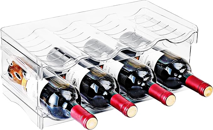 Stackable Wine Rack,Wine Bottle Holder for Inside Cabinet,for Pantry,Refrigerator,Countertop Organization-2 Tiers for 8 Bottles