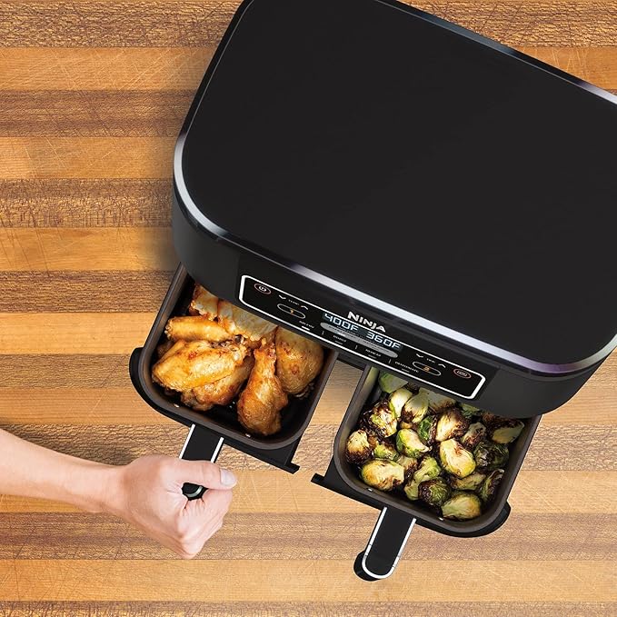 Ninja DZ100 Foodi 4-in-1, 8-qt., 2-Basket Air Fryer with DualZone Technology (Renewed), DZ100 8-qt BLACK
