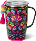 Swig Life 18oz Travel Mug, Lightweight Insulated Tumbler with Handle and Lid, Cup Holder Friendly, Dishwasher Safe, Stainless Steel, Travel Coffee Cup (Caliente)