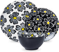 12-pieces Dinnerware Set Ceramic Dish Set Plates Sets Service for 4, Bowl Sets, Stoneware Dinnerware Sets, 12pcs Plate and Bowl Set for kitchen