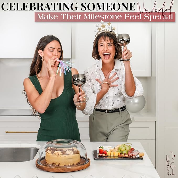 Gusto Nostro Cheers to You Birthday Wine Glass with Engraved Vintage Quote, Luxury Box - Unique Gifts for Women and Men Any Age - Cool Birthday Gift Ideas - Classy Retirement Gifts for Women/Men
